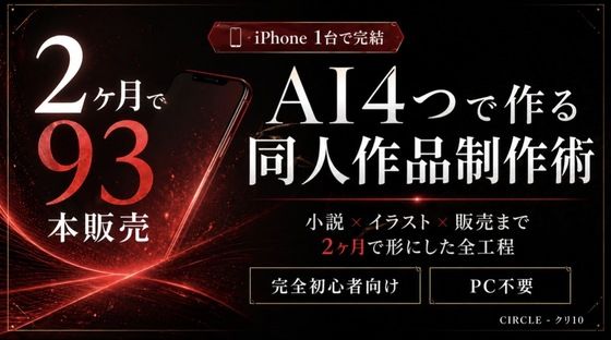 クリ10★【iPhone1台で完結】AI4つを使い分ける同人作品制作術｜小説×イラスト×販売まで2ヶ月で形にした全工程[男性向け]