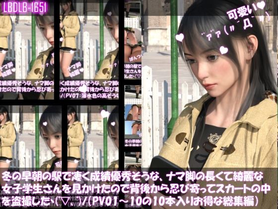 Libido-Labo★【10本パック！】冬の早朝の駅で凄く成績優秀そうな、ナマ脚の長くて綺麗な女子学生さんを見かけたので背後から忍び寄ってスカートの中を盗撮した（PV01〜10までとってもお得な10本入り総集編！）[3DCG]